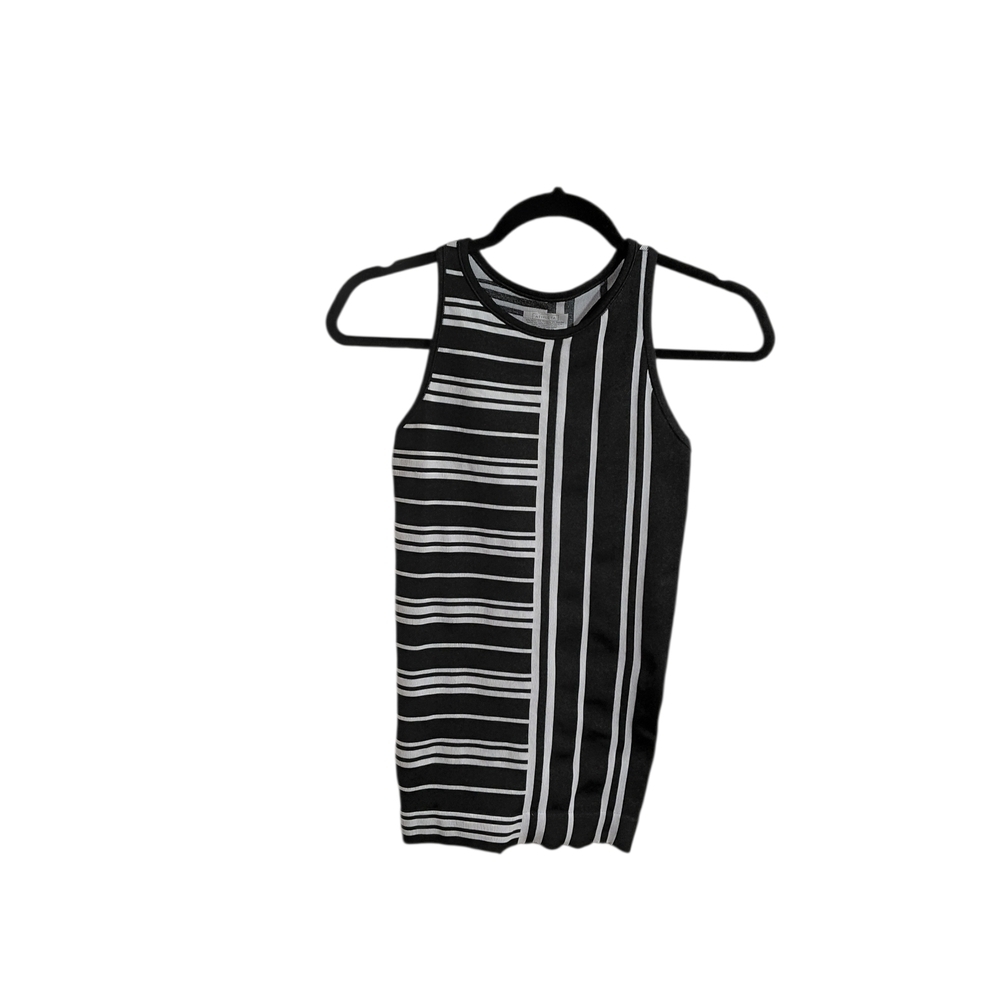 Athleta Black and White Striped Ribbed Tank